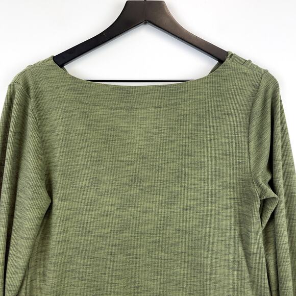 Pure + Good Anthropologie (S) Draped Neck Tunic Mini Dress Green - Picture 9 of 11